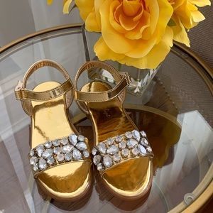 Gold Sandals w/ Rhinestones *Flower-girl Perfect*